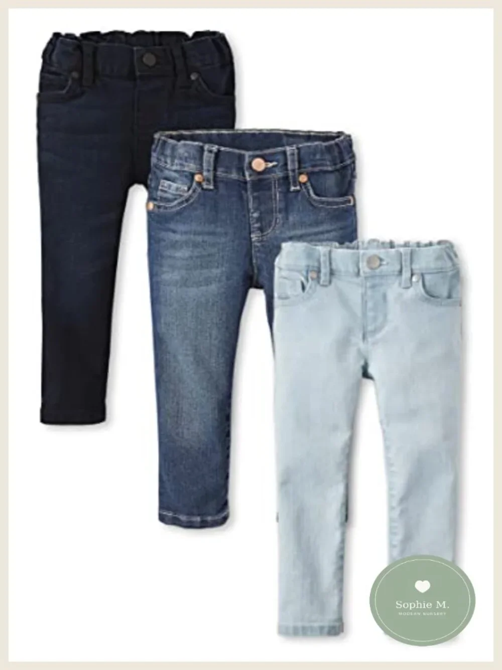 2pk Toddler Girls Skinny Jeans Mid Rise Stretch Denim Five-Pocket